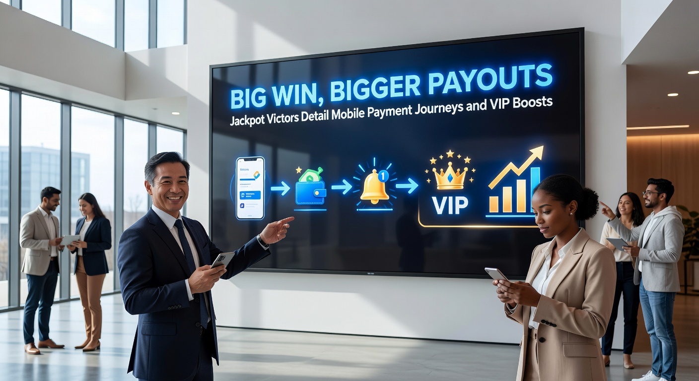 VIP-Bereich in einem Online-Casino mit goldenen Chips, exklusiven Boni und einem glücklichen Gewinner am Smartphone