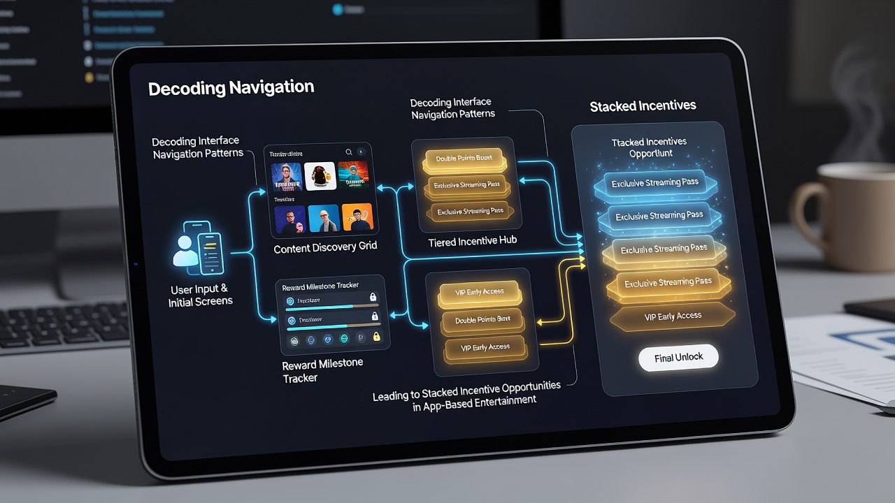 Darstellung von gestapelten Incentive-Chancen durch Interface-Navigation in App-basierten Unterhaltungsplattformen